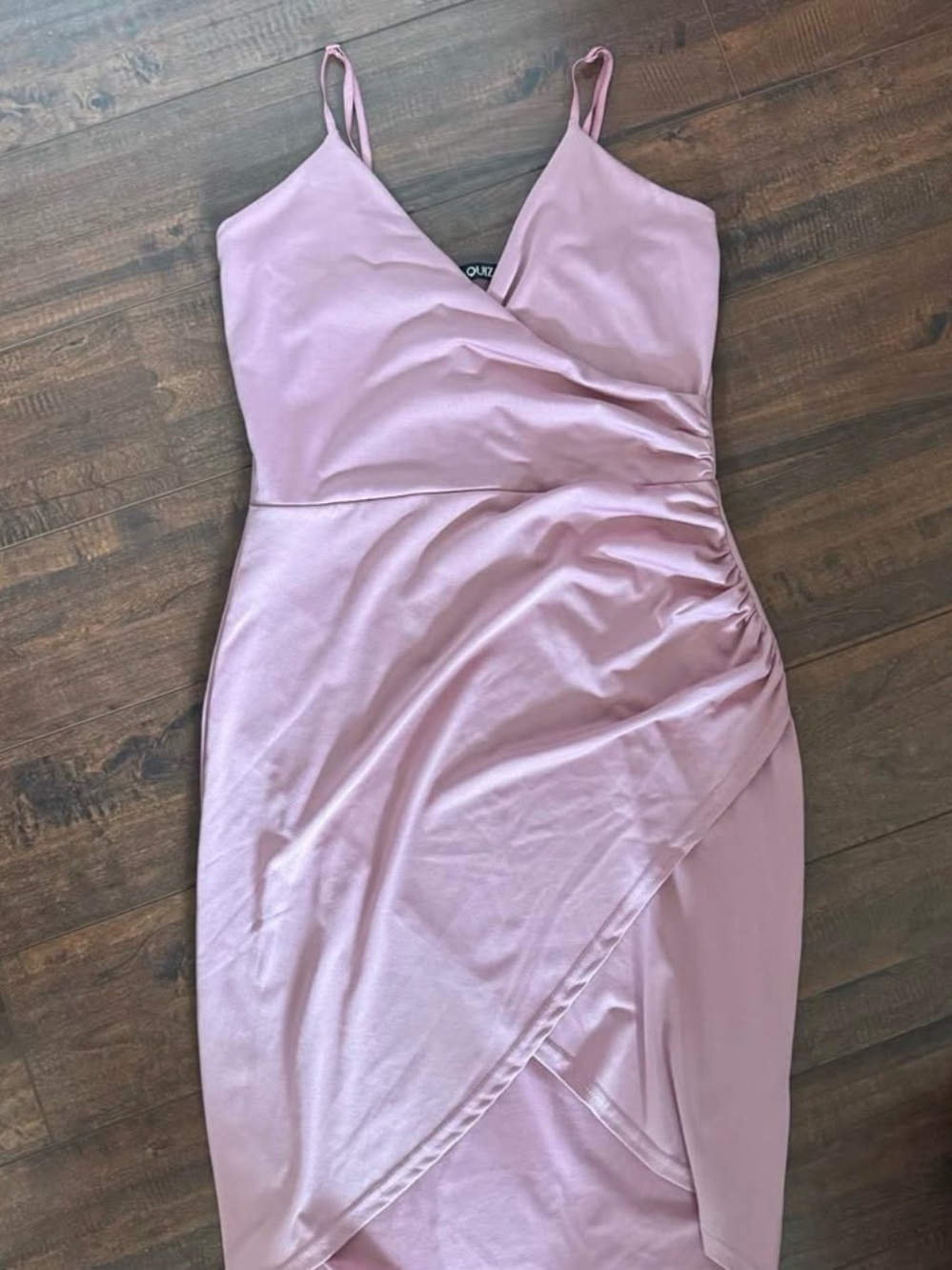 Asymmetrical Wrap Dress in Dusty Pink